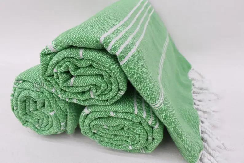 Monaco Green Turkish Towel 100 Percent Natural Cotton 40 Inch by 70 Inch Lightweight Quick Drying Versatile Beach Bath Scarf Picnic Blanket - Love Salve
